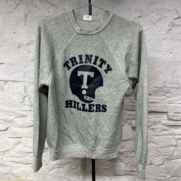 Vintage 70s 80s  Pennsylvania High School Sweatshirt Football Distressed Helmet - Picture 1 of 16
